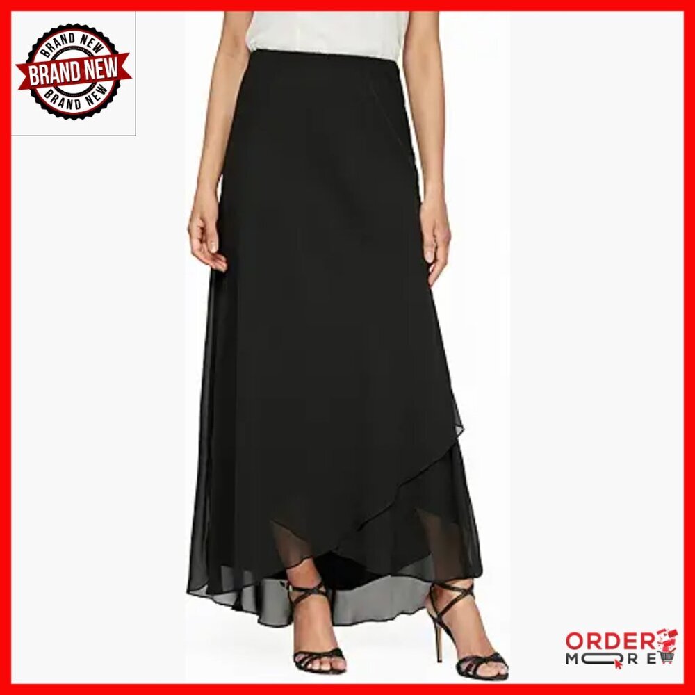 Chiffon Maxi Skirt Elastic Waist Pull On Evening Wear Regular Petite